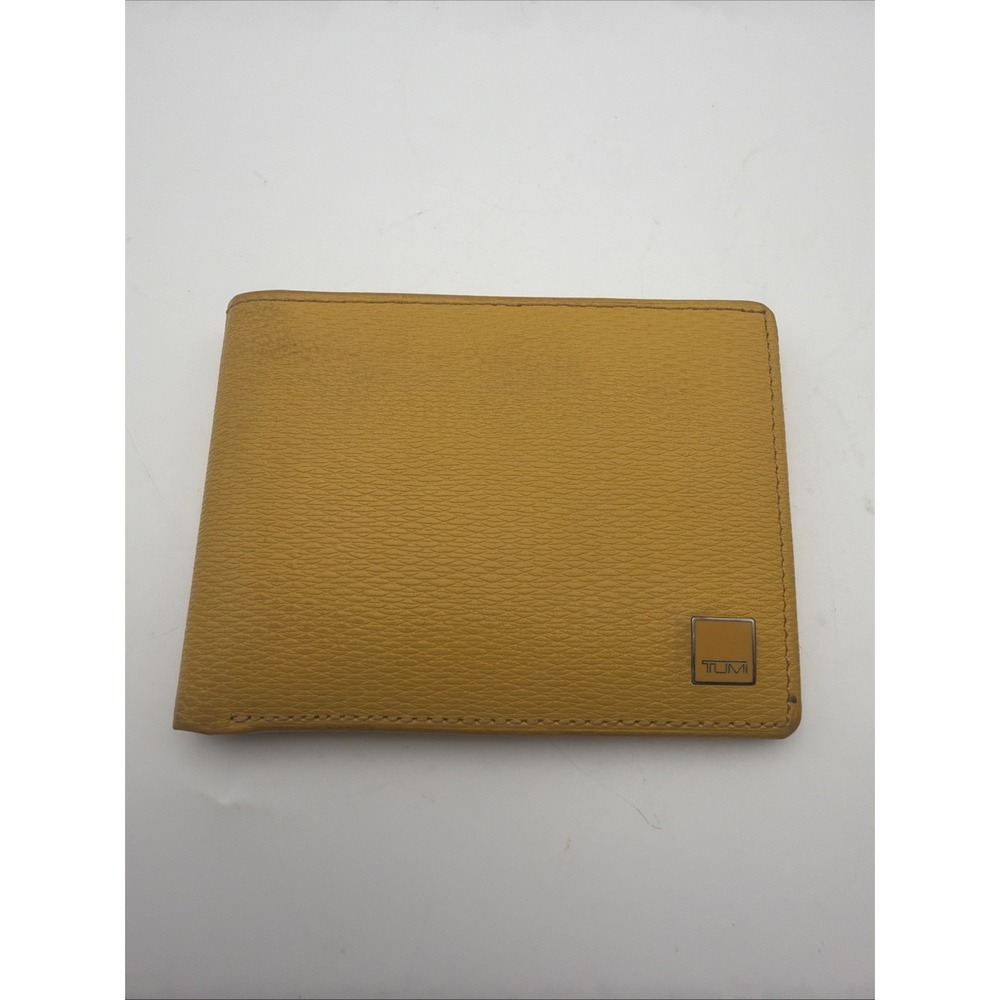 TUMI Yellow Bifold Wallet ID Window Card Holder Slim Men